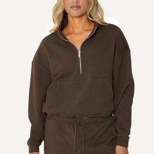 SET Active HEAVYWEIGHT SWEATS HALF ZIP - BROWNSTONE Size MBrownstone / M